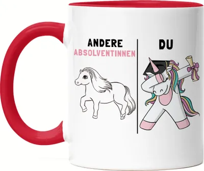 Produktbild von Andere Absolventinnen Du Tasse Rot  Pferd Einhorn Geschenkidee Lustig Studium Ausbildung Schule