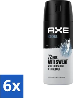 Immagine prodotto di Ax – Deodorante spray – 72 ore anti-sudore – Ice Chill – 150 ml - Confezione risparmio - 6 pezzi
