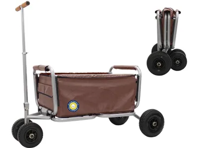 Produktbild von Beachtrekker LiFe faltbarer Bollerwagen + Feststellbremse, klappbarer Handwagen mit Luftreifen (Braun)
