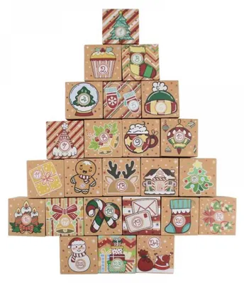 Obrázek produktu pro Adventní kalendář, 24 dní, z kraftpapíru, pro děti, vánoční dekorace