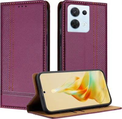 Obrázek produktu pro Pouzdro pro OPPO Reno8 5G kožené flipové pouzdro s funkcí stojánku Fialová