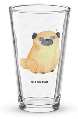 Produktbild von Mr. & Mrs. Panda Glas Mops - Transparent - Geschenk, Tumbler, Sprüche, Cocktailglas, Glasbecher, Longdrinkglas, Hund, Liebe, Knuffig, Hundeliebe, Wasserglas