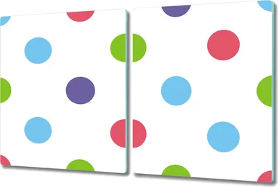 Produktbild von Herd-Abdeckplatte Glas Schneidebrett Ceranfeld-Abdeckung - 2x 40x52 cm - Bunte Punktmuster