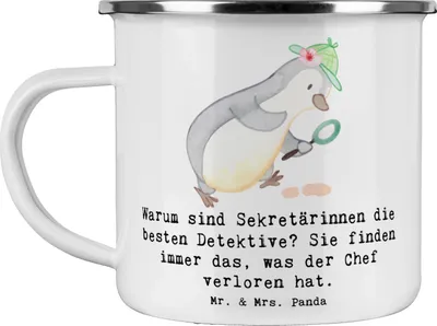 Produktbild von Mr. & Mrs. Panda Teetasse Sekretärin Detektiv - Weiß - Geschenk, kreative Geschenke, Teebecher, Sekretärinnen, Haferl, Fundfinderin, Berufe, Arbeitsatmosphäre, Pott