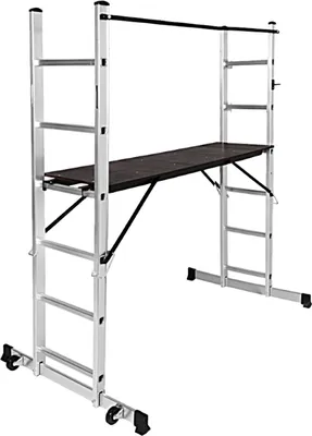 Produktbild von Aluminium Leitergerüst Anlegeleiter 270 cm  Stehleiter 163 cm  3in1 bis 150 kg
