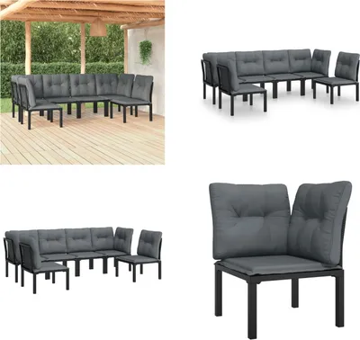 Image de vidaXL 6 pcs. Garden Lounge Set Noir et Gris Poly Rattan - Garden Lounge Set - Garden Lounge Sets - Lounge Set - Garden Lounge Set