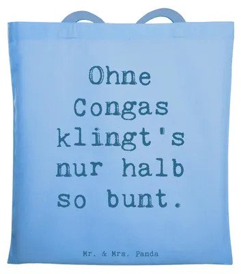 Produktbild von Mr. & Mrs. Panda Shopping Tasche Spruch Bunte Congas - Sky Blue - Geschenk, canvas, Stoffbeutel, Handtrommeln, Jutebeutel, Musik, Lernen, Trommeln, Percussion, Tote Bag