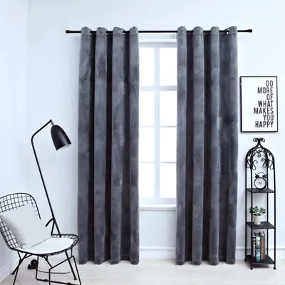 Image de The Living Store Rideaux occultants avec œillets 2 pcs. velours anthracite 140x245 cm