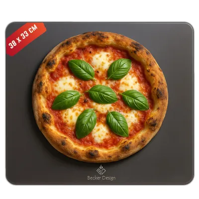 Produktbild von Becker Design® Backstahl 8mm für Pizza, Brot & Grill (38x33cm) - Pizza-Stahl & Backplatte rechteckig - Pizzastein aus Stahl Europe