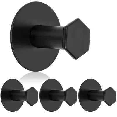Immagine prodotto di Solidchoice - Ganci adesivi neri opachi - 4 pezzi - Acciaio inossidabile - Senza foratura