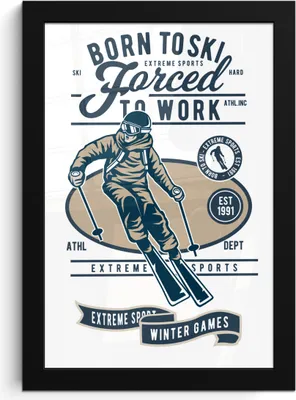 Produktbild von MuchoWow® MuchoWow® Gerahmtes Poster Ski - Sport - Weiß - Vintage 20x30 cm - Poster mit zchwarzem Bilderrahmen - Drucken - Bilder Poster im Rahmen