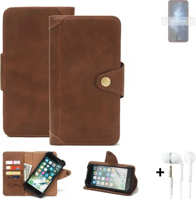 Produktbild von K-S-Trade Handyhülle + Kopfhörer für BQ Mobile BQ-6061L Slim Schutz Hülle Walletcase Bookstyle Tasche Case Handytasche Wallet Flipcase Cover PU