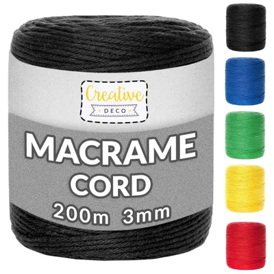 Productafbeelding van Creative Deco 200 m Zwart Macrame Katoenen Koord