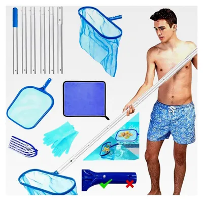 Produktbild von Poolkescher mit 2,1 m verstellbarem Stab, Laubkescher für Schwimmbad und Teich