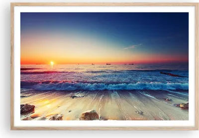 Produktbild von Gerahmtes Poster - Rahmen in heller Eiche - Meer Strand Welle - 91,5x61 cm - Wand Bild - Wanddeko - Wandbilder - Wandposter - Bilderrahmen - Bilder - Kunstdruck - Wandbild - P2NAA91x61-3613