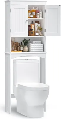 Produktbild von Bealife AP12 Badezimmerschrank,Badezimmer Hochschrank, Badregal Toilettenschrank mit Ablagen,Badmöbel 60x23x167cm, Weiß