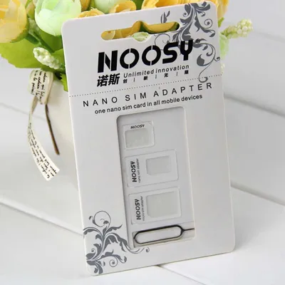 Produktbild von Noosy SIM Card Adapter (Nano/MicroSim) weiß + Sim Opener