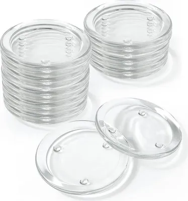 Produktbild von 16 Stück Klare Untersetzer Glas für Kerzen- Kerzenhalter Stumpenkerzen - Kerzenuntersetzer Glas Rund Ideal für Spa-Dekorationen, Hochzeiten, Partys, Heimdekoration