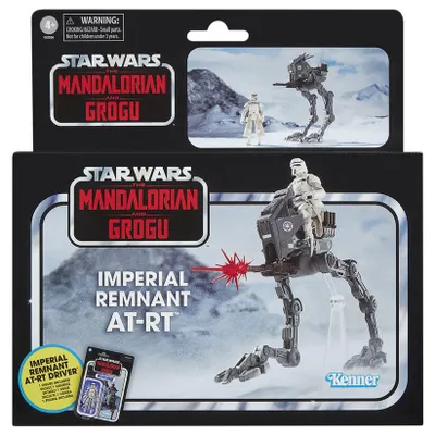 Produktbild von Hasbro Star Wars Retro The Mandalorian & Grogu Imperial Remnant AT-RT mit Figur 9,5 cm