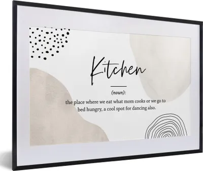 Produktbild von MuchoWow® Gerahmtes Poster Sprichwörter - Küche - Definition der Küche - Zitate - Wörterbuch 60x40 cm - Poster mit Schwarzem Bilderrahmen Wandposter Rahmen Foto Bilder - Schlafzimmer - Plakat in Rahmen - Drucken