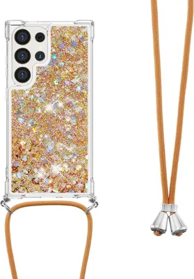 Produktbild von Samsung Galaxy S25 Ultra Hülle - Coverup Liquid Glitzer Back Cover mit Handykette - Gold