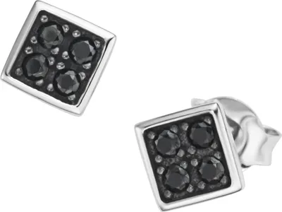 Produktbild von Ohrstecker Giorgio Martello Milano carréförmig mit weißen oder schwarzen Steinen, Silber 925 Schwarz 0,5 cm