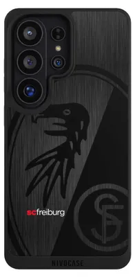 Produktbild von NIVOCASE Handyhülle für Samsung Galaxy S26 Ultra  Hülle NIVOpure Case Schwarz Metallic Look Offizielles Lizenzprodukt SC Freiburg
