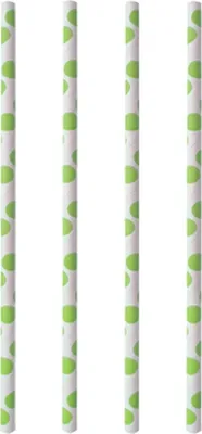 Produktbild von Papstar Trinkhalme Papier green Dots 6x200mm 100 Stück