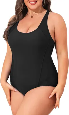 Productafbeelding van Sportief dames badpak, eendelig, figuurcorrigerend, zwart, maat 42 L