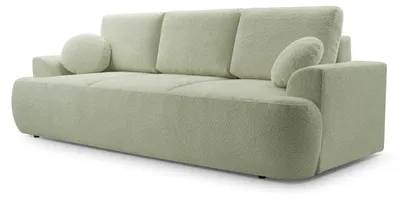 Produktbild von Sofa FILO mit Schlaffunktion, Schlafsofa, Wohnzimmersofa, Couch, Soffa, Bettsofa, Bucle-Stoff – Grün CORAL 55