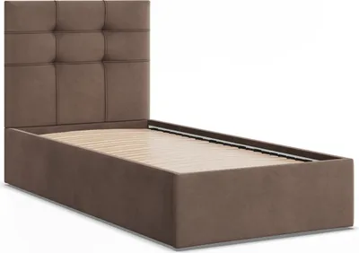 Produktbild von Polsterbett SORIA 90x200 Samt ohne Bettkasten mit Holzlattenrost, Einzelbett mit Kopfteil Braun