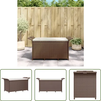 Produktbild von The Living Store Gartenbank mit Kissen Braun 116x46x57 cm Poly Rattan