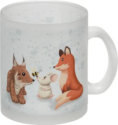 Produktbild von Schlauer Fuchs Glas Tasse zur Einschulung mit Tiermotiv und Spruch