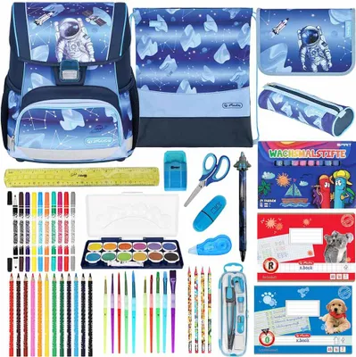 Produktbild von Herlitz Schulranzen Set Loop Plus Cosmic Explorer 20-teilig gefüllt