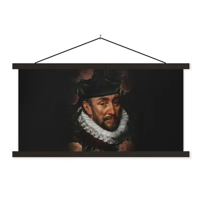 Produktbild von MuchoWow® Textilposter Wilhelm von Oranien - Blumen - Alte Meister 60x30 cm mit schwarzem Rahmen - Textilien