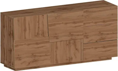 Produktbild von Kommode Ddalessi, Wohnzimmer-Buffet, Wohnzimmer-Kommode mit 2 Türen und 3 Schubladen, 180x44x86 cm, Eiche