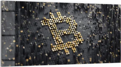 Produktbild von DEQORI Glasbild Echtglas 100x50 cm 'Bitcoin Währungszeichen' Wandbild Bild modern Deko