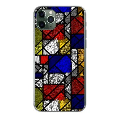 Produktbild von MuchoWow® Handyhülle Schutzhülle Hülle für iPhone 11 Pro Max Mondrian - Glasmalerei - Alte Meister - Kunstwerk - Abstrakt - Malerei Silikon Softcase Handy Hülle - Schutz