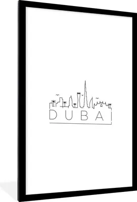 Produktbild von MuchoWow® MuchoWow® Gerahmtes Poster Skyline "Dubai" weiß 60x90 cm - Poster mit zchwarzem Bilderrahmen - Dekoration - Wandposter Wohnzimmer - Hochwertig