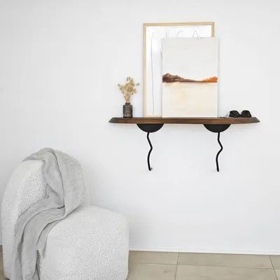 Immagine prodotto di Skye Decor, Lierre - Nero, Noce, Mensola da parete, 100% LEGNO MASSICCIO, Nero, 99 x 22 cm