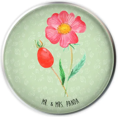 Produktbild von Mr. & Mrs. Panda Waschbecken Stöpsel Blume Hagebutte - Blattgrün - Geschenk, stopfen, Schlechte Gedanken, abfluss, Blumen Deko, waschbeckenstöpsel, Lebensfreude