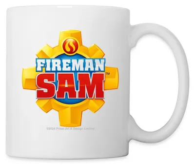 Produktbild von Spreadshirt Feuerwehrmann Sam™ Feuerwehr-Logo Tasse, One size, Weiß