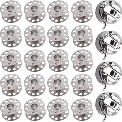 Produktbild von 2 Spulenkapseln und 8 Klöppel Spulenkapsel für Nähmaschine, Edelstahl für Frontlader Maschinen der Klasse 15