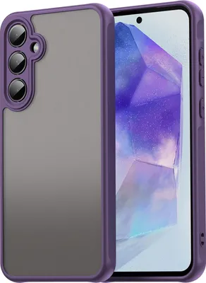 Image de Etui pour Samsung Galaxy A55 5G, dos mat translucide avec protection de l'appareil photo, étui de protection anti-chocs Violet