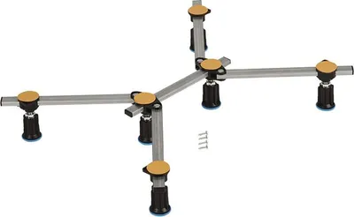 A product shot of a shower tray support system.