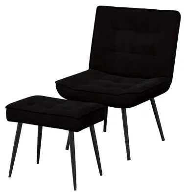 Produktbild von Relaxsessel mit Hocker in Schwarz aus Samt