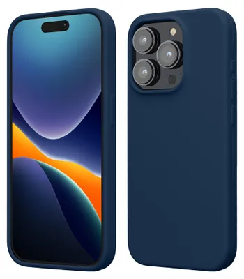 Produktbild von kwmobile Handyhülle für iPhone 15 Pro Hülle, für iPhone 15 Pro Case - Hülle Silikon - kabelloses Laden - Marineblau