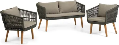 Produktbild von Set Inti 2-Sitzer Sofa und 2 Stühle mit grünem Seil