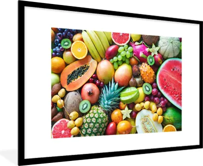 Produktbild von MuchoWow® Gerahmtes Poster Obst - Ananas - Tropisch 90x60 cm - Poster mit Schwarzem Bilderrahmen Wandposter Rahmen Foto Bilder - Wanddekoration - Fotos
