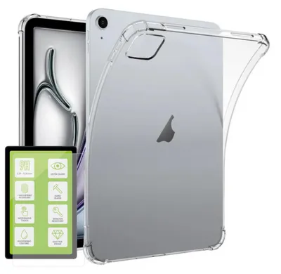 Obrázok produktu pre Priehľadné silikónové puzdro na tablet + ochranné sklo pre Apple iPad Air 13 (2026 / 2025 / 2024)